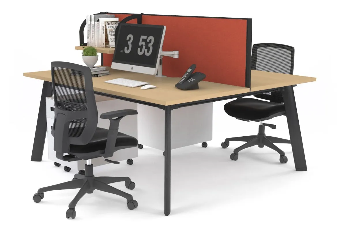 Switch - 2 Person Workstation Black Frame [1400L x 800W with Cable Scallop]