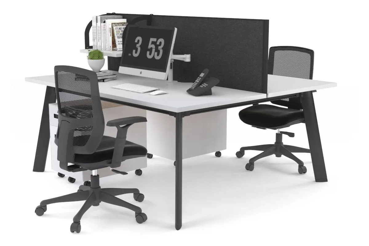 Switch - 2 Person Workstation Black Frame [1400L x 800W with Cable Scallop]