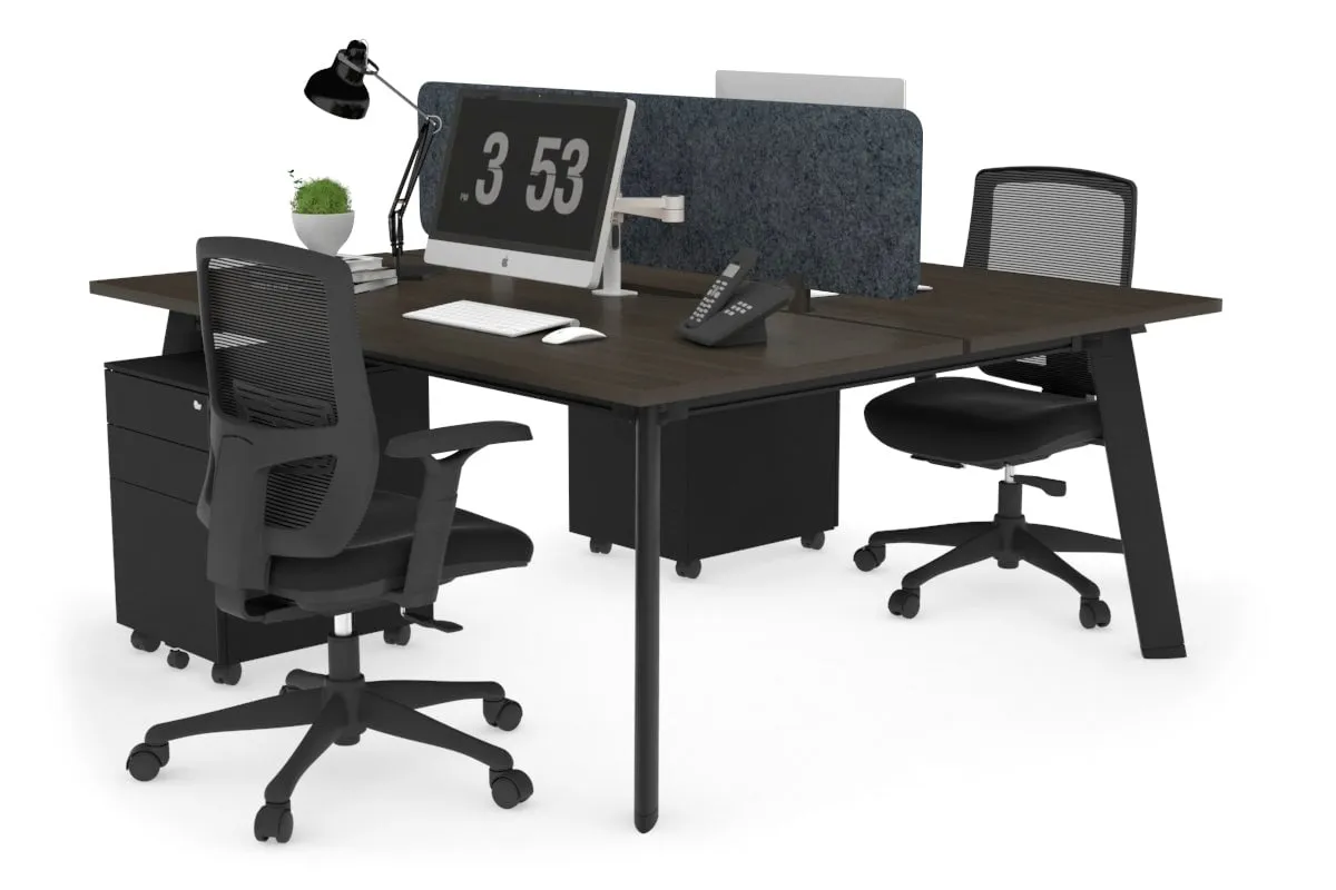 Switch - 2 Person Workstation Black Frame [1400L x 800W with Cable Scallop]