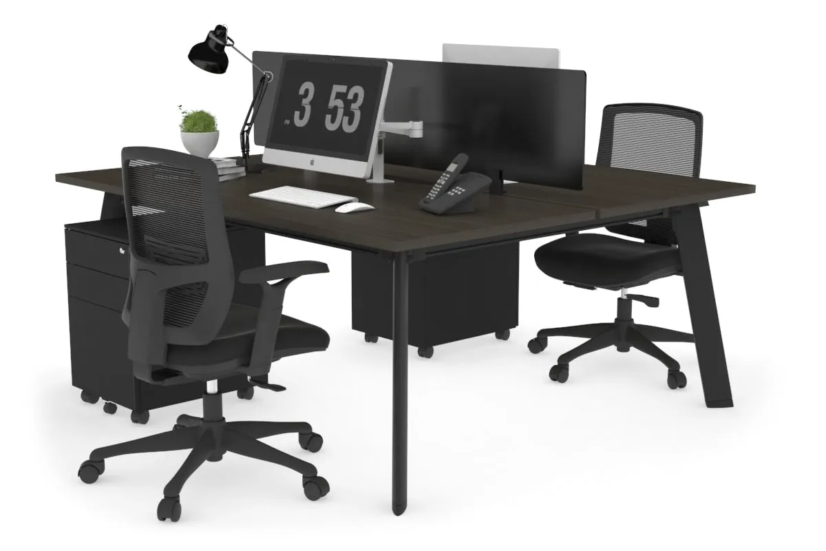 Switch - 2 Person Workstation Black Frame [1400L x 800W with Cable Scallop]