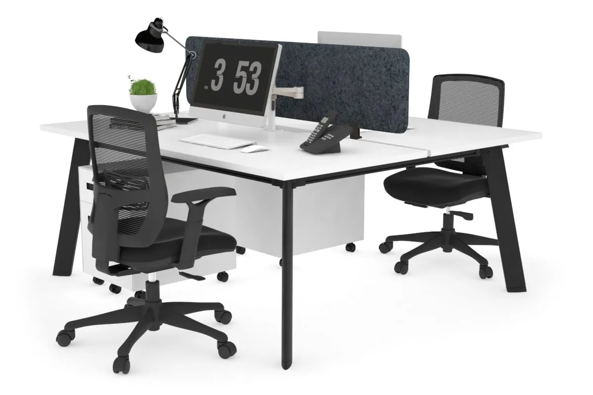 Switch - 2 Person Workstation Black Frame [1400L x 800W with Cable Scallop]