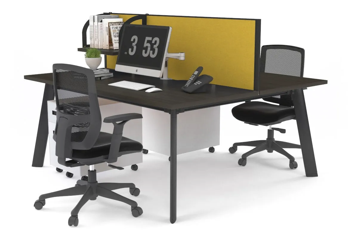 Switch - 2 Person Workstation Black Frame [1400L x 800W with Cable Scallop]