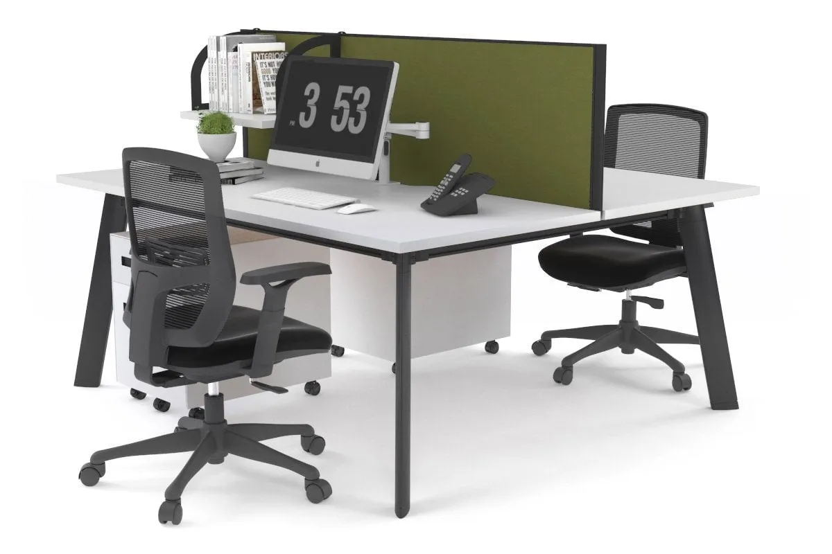 Switch - 2 Person Workstation Black Frame [1400L x 800W with Cable Scallop]