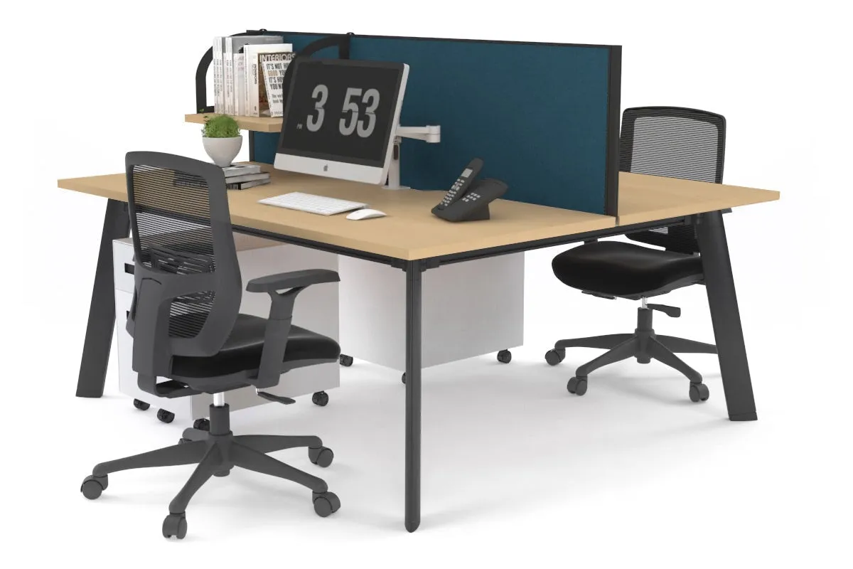 Switch - 2 Person Workstation Black Frame [1400L x 800W with Cable Scallop]
