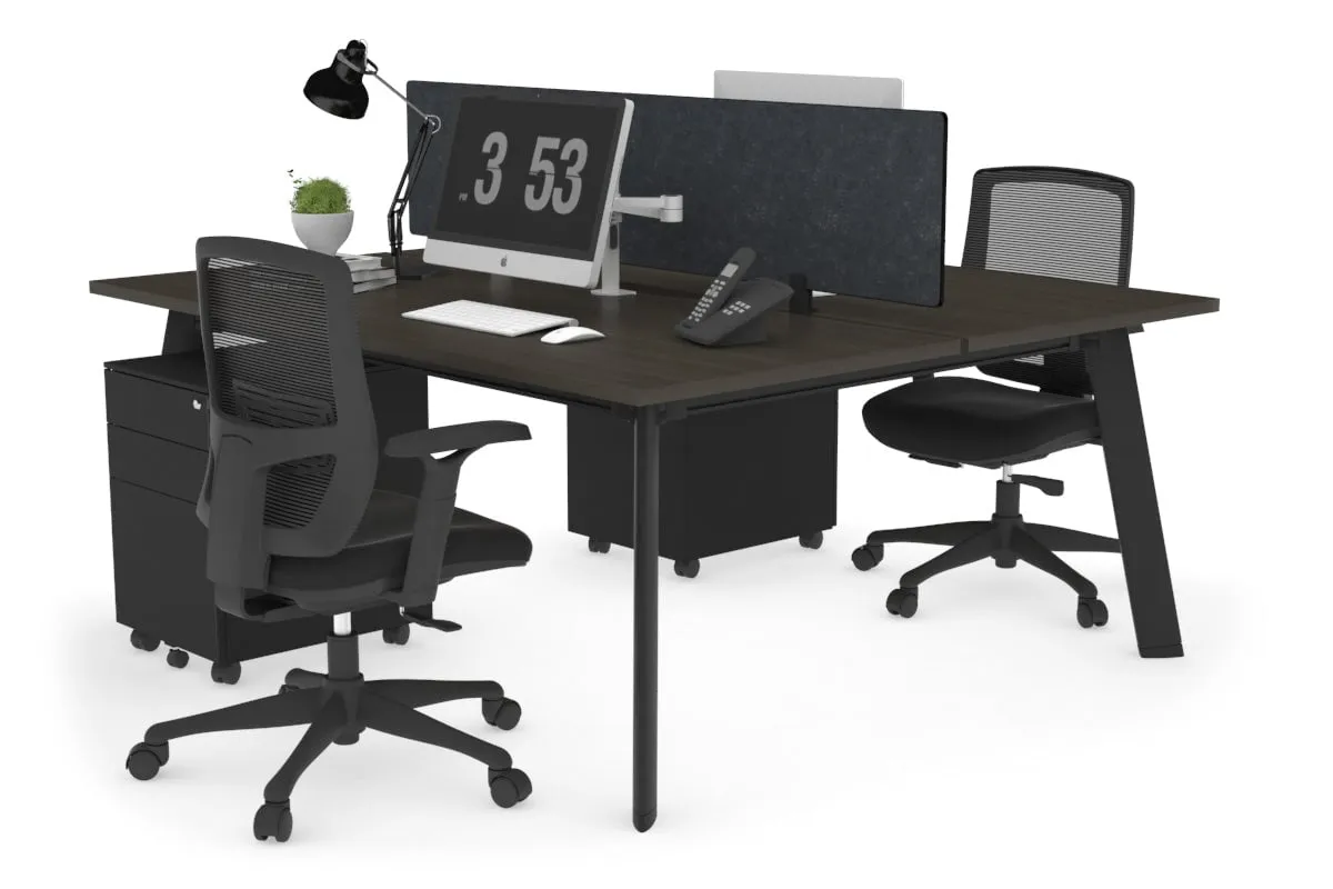 Switch - 2 Person Workstation Black Frame [1400L x 800W with Cable Scallop]
