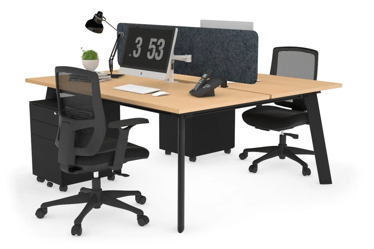 Switch - 2 Person Workstation Black Frame [1400L x 800W with Cable Scallop]
