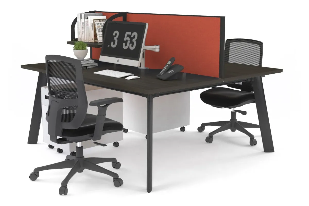 Switch - 2 Person Workstation Black Frame [1400L x 800W with Cable Scallop]