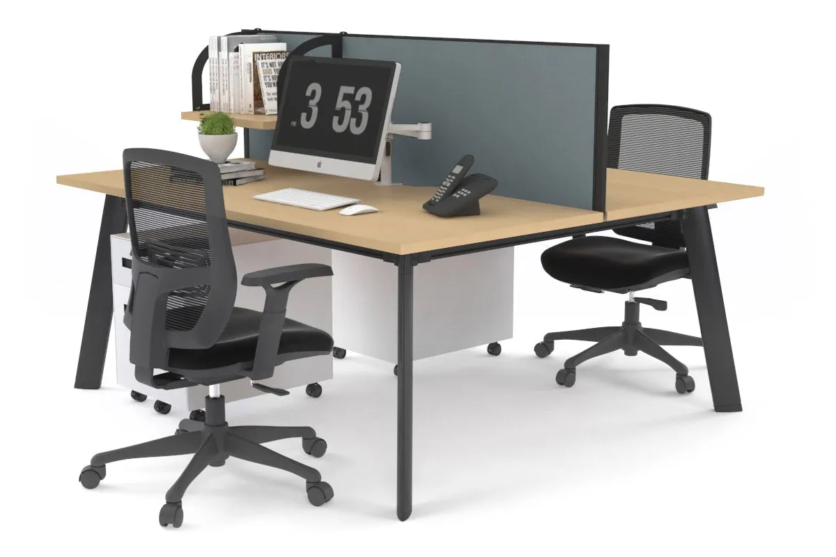 Switch - 2 Person Workstation Black Frame [1400L x 800W with Cable Scallop]