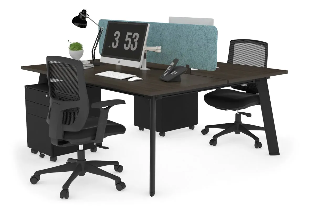 Switch - 2 Person Workstation Black Frame [1400L x 800W with Cable Scallop]