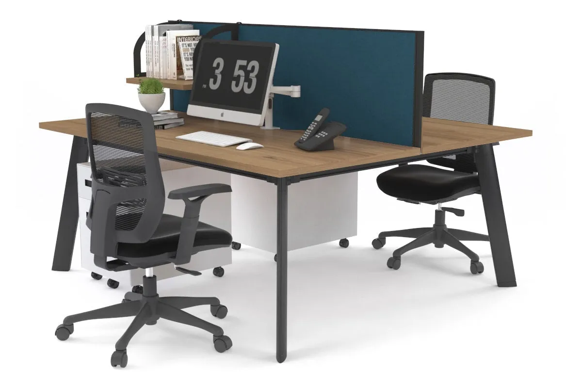 Switch - 2 Person Workstation Black Frame [1400L x 800W with Cable Scallop]