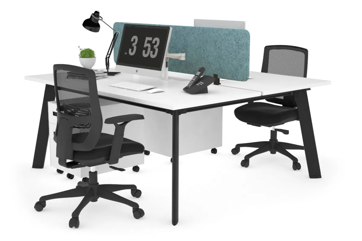 Switch - 2 Person Workstation Black Frame [1400L x 800W with Cable Scallop]