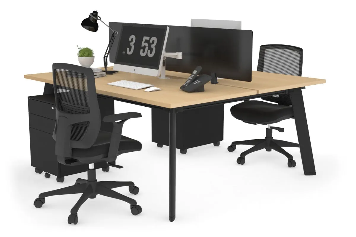Switch - 2 Person Workstation Black Frame [1400L x 800W with Cable Scallop]