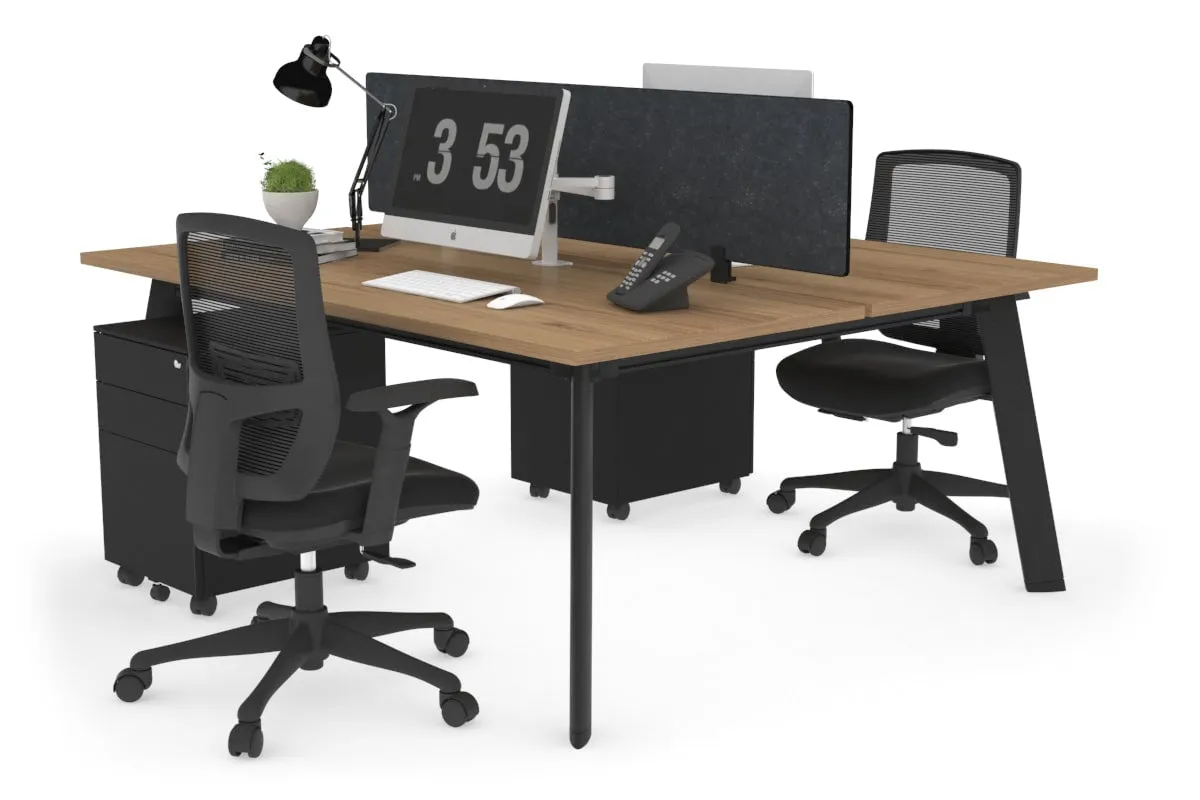Switch - 2 Person Workstation Black Frame [1400L x 800W with Cable Scallop]