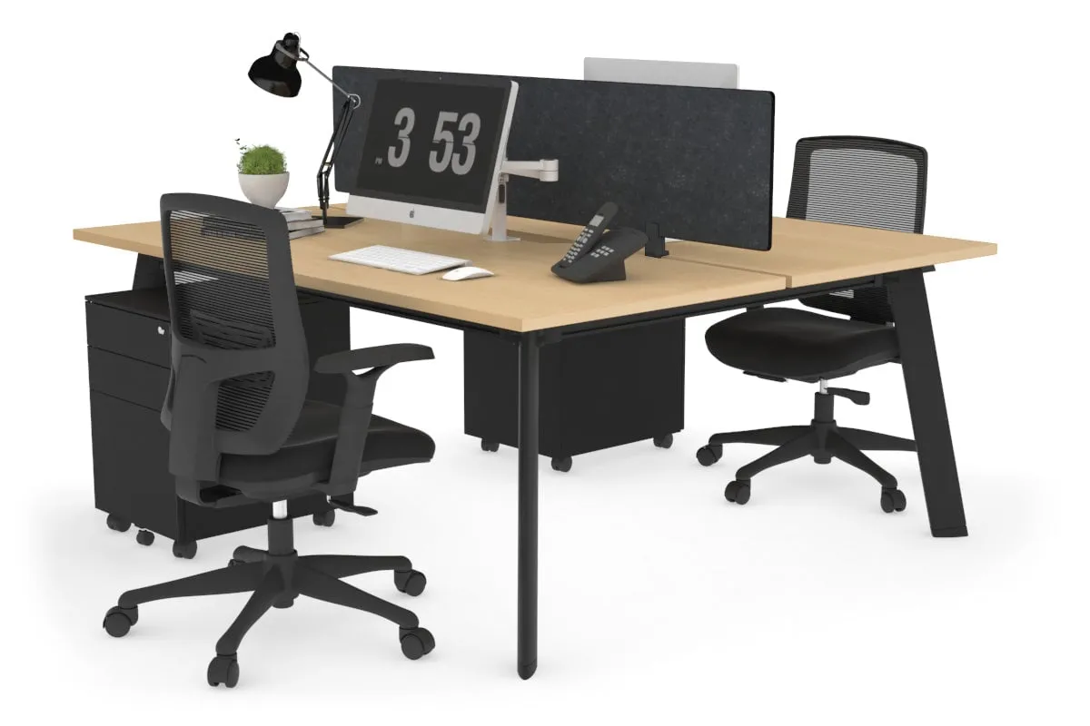 Switch - 2 Person Workstation Black Frame [1400L x 800W with Cable Scallop]