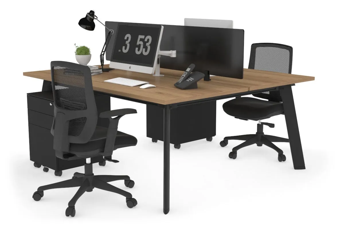 Switch - 2 Person Workstation Black Frame [1400L x 800W with Cable Scallop]