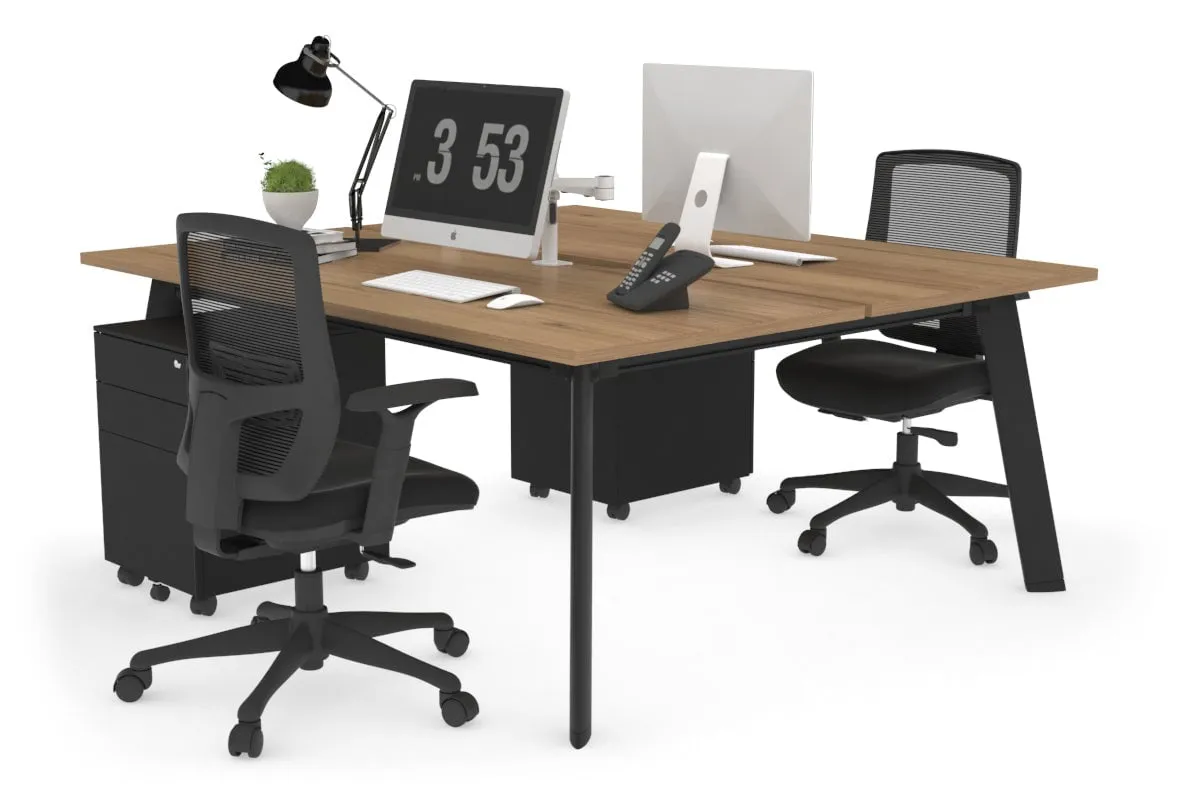 Switch - 2 Person Workstation Black Frame [1400L x 800W with Cable Scallop]