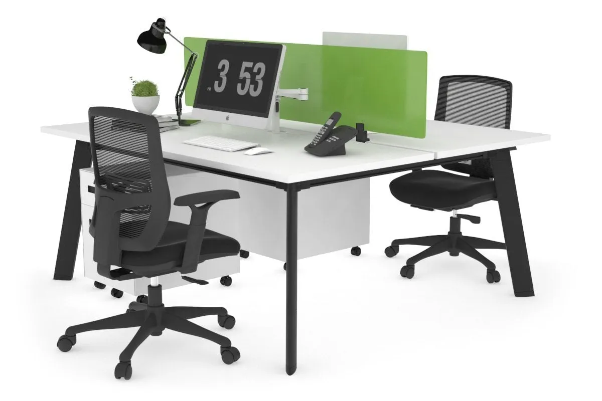 Switch - 2 Person Workstation Black Frame [1400L x 800W with Cable Scallop]