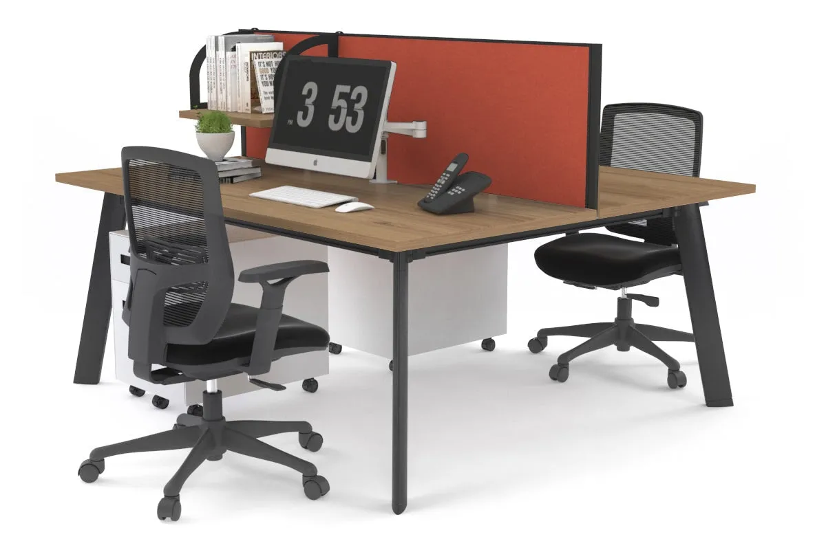 Switch - 2 Person Workstation Black Frame [1400L x 800W with Cable Scallop]