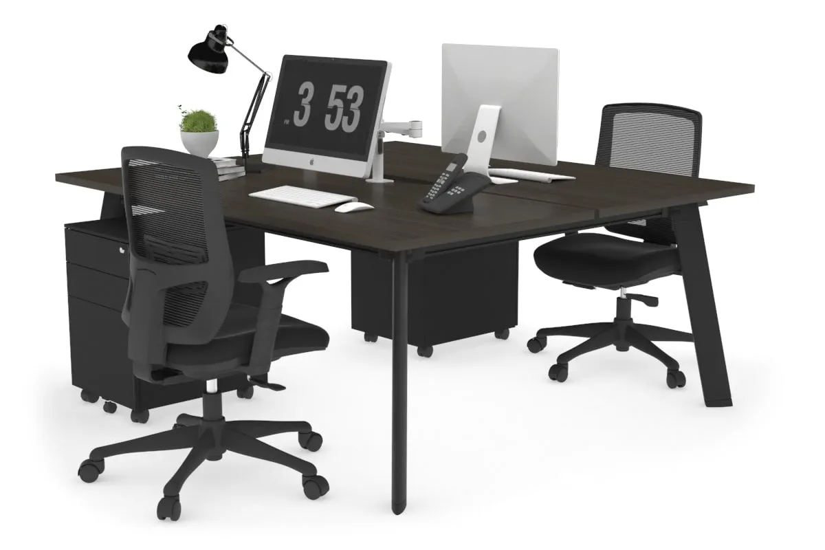 Switch - 2 Person Workstation Black Frame [1400L x 800W with Cable Scallop]