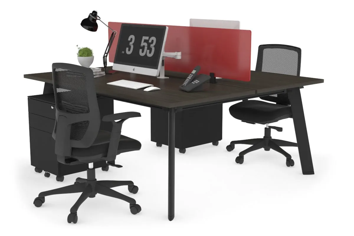 Switch - 2 Person Workstation Black Frame [1400L x 800W with Cable Scallop]