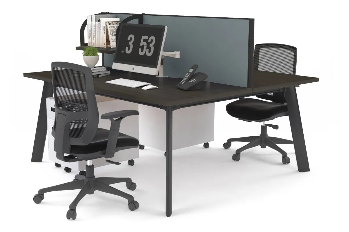 Switch - 2 Person Workstation Black Frame [1400L x 800W with Cable Scallop]