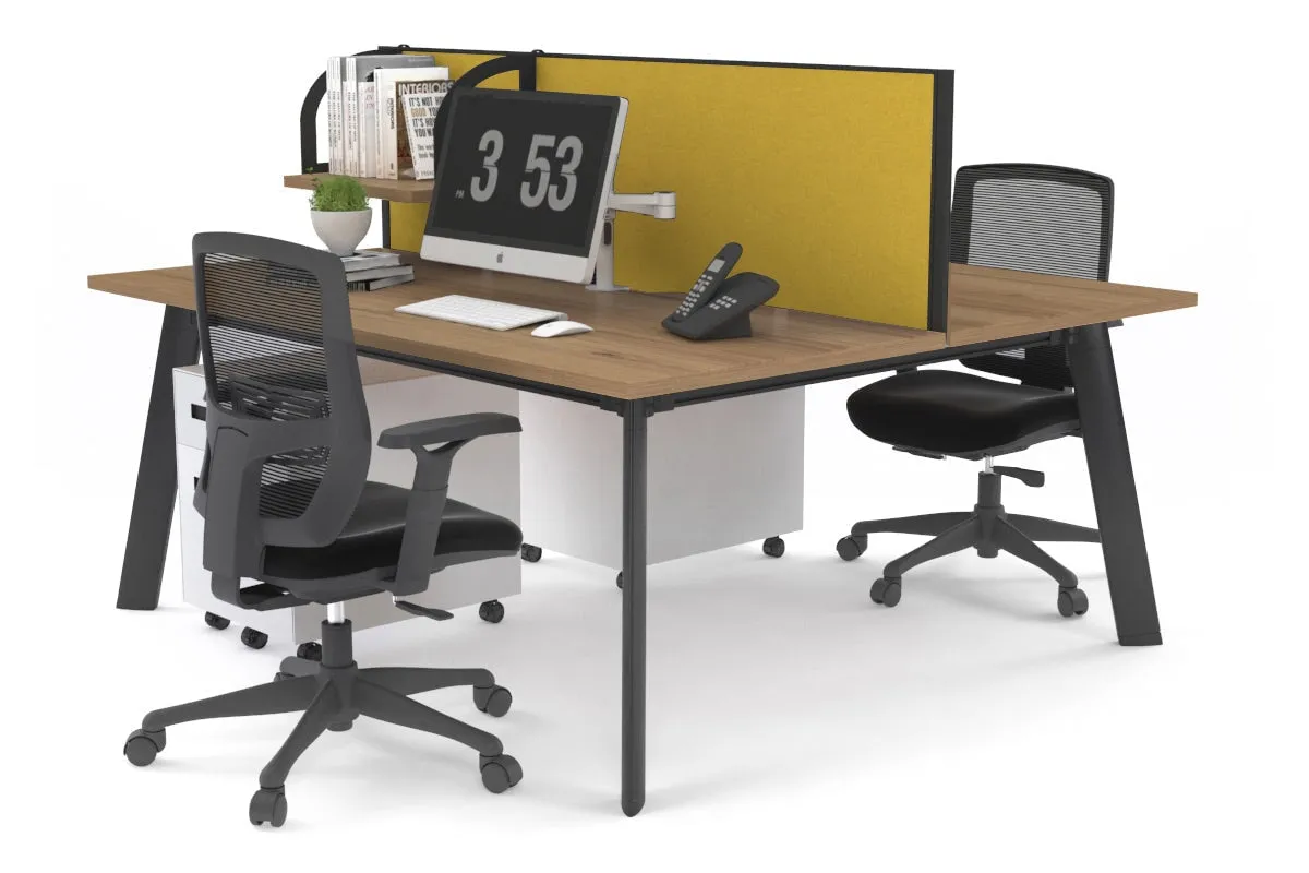 Switch - 2 Person Workstation Black Frame [1400L x 800W with Cable Scallop]