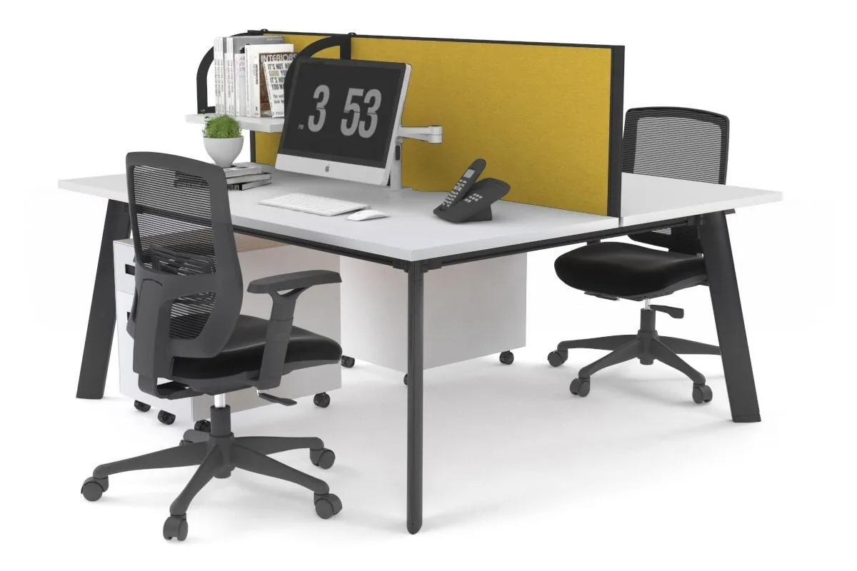 Switch - 2 Person Workstation Black Frame [1400L x 800W with Cable Scallop]