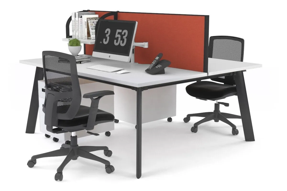 Switch - 2 Person Workstation Black Frame [1400L x 800W with Cable Scallop]