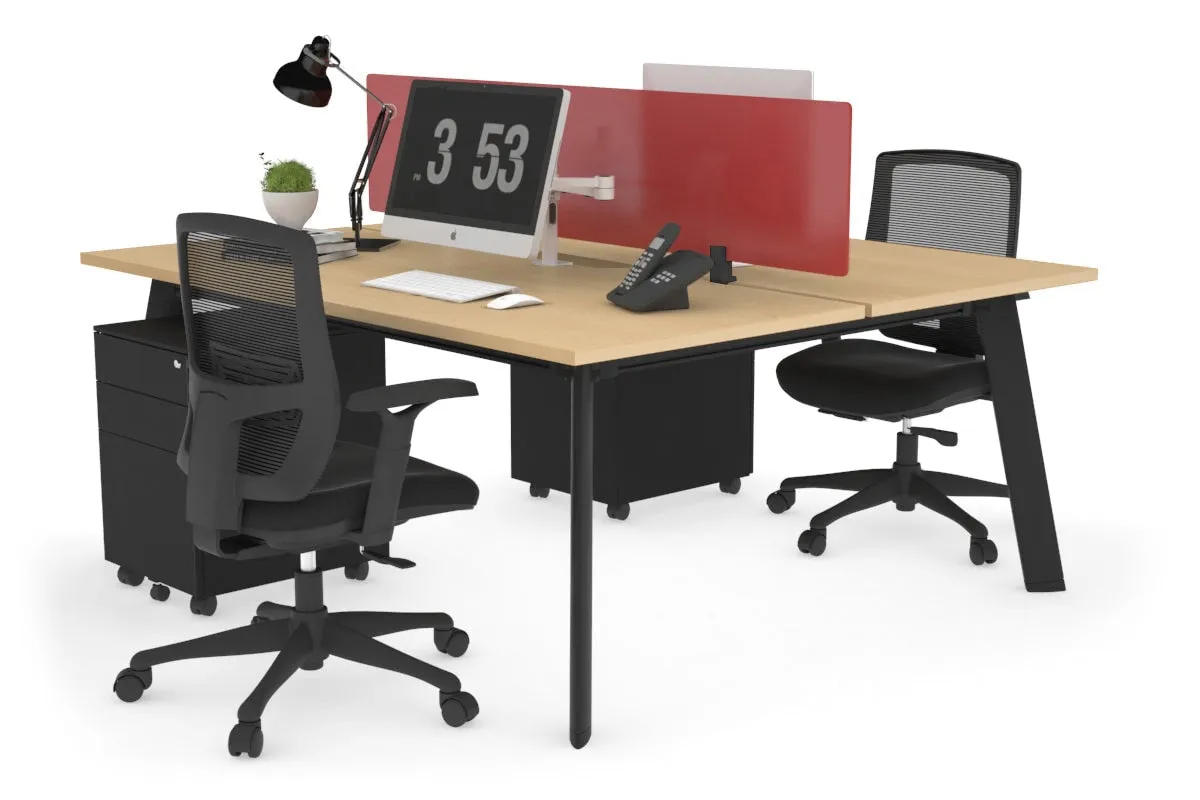 Switch - 2 Person Workstation Black Frame [1400L x 800W with Cable Scallop]