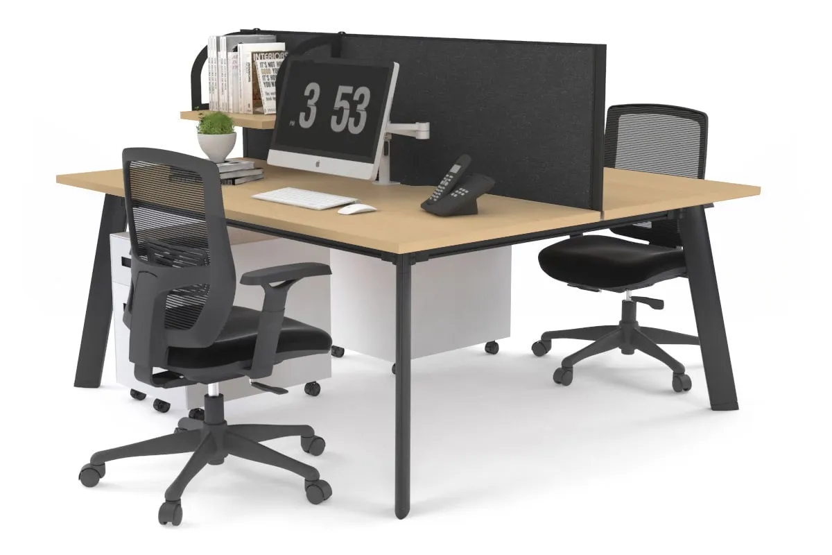 Switch - 2 Person Workstation Black Frame [1400L x 800W with Cable Scallop]
