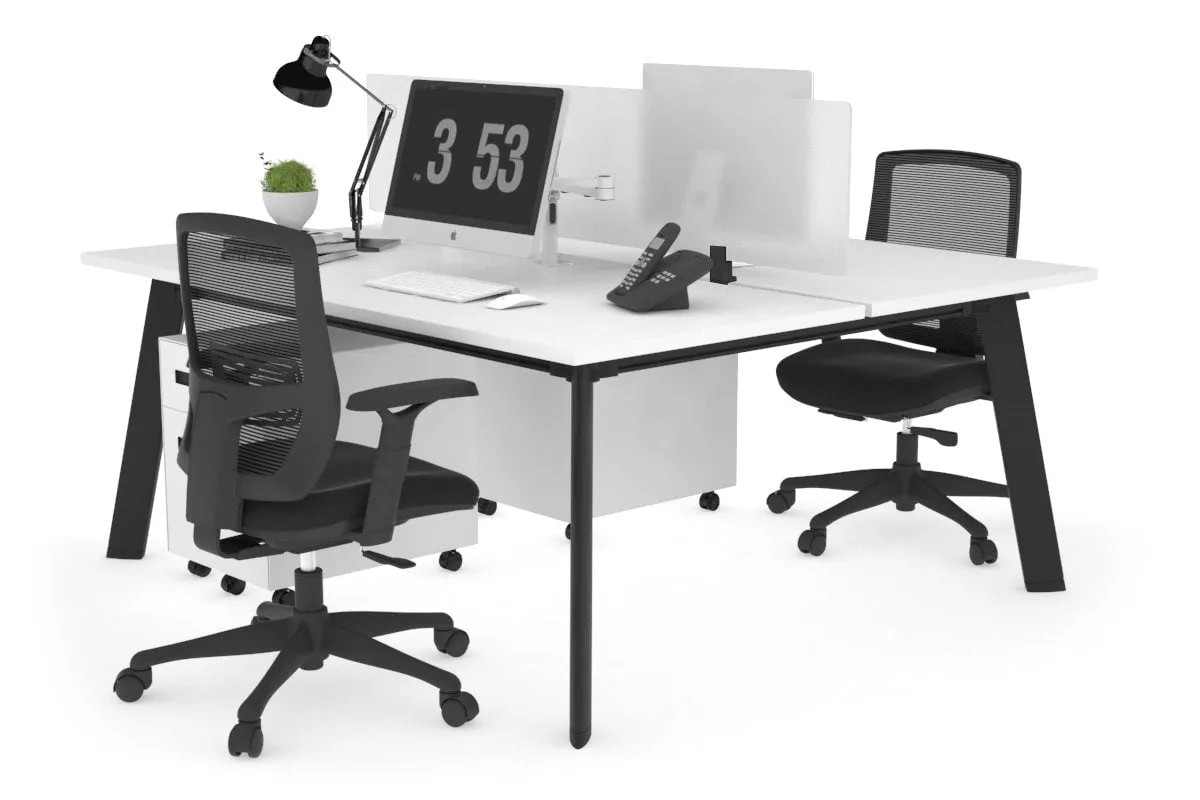 Switch - 2 Person Workstation Black Frame [1400L x 800W with Cable Scallop]