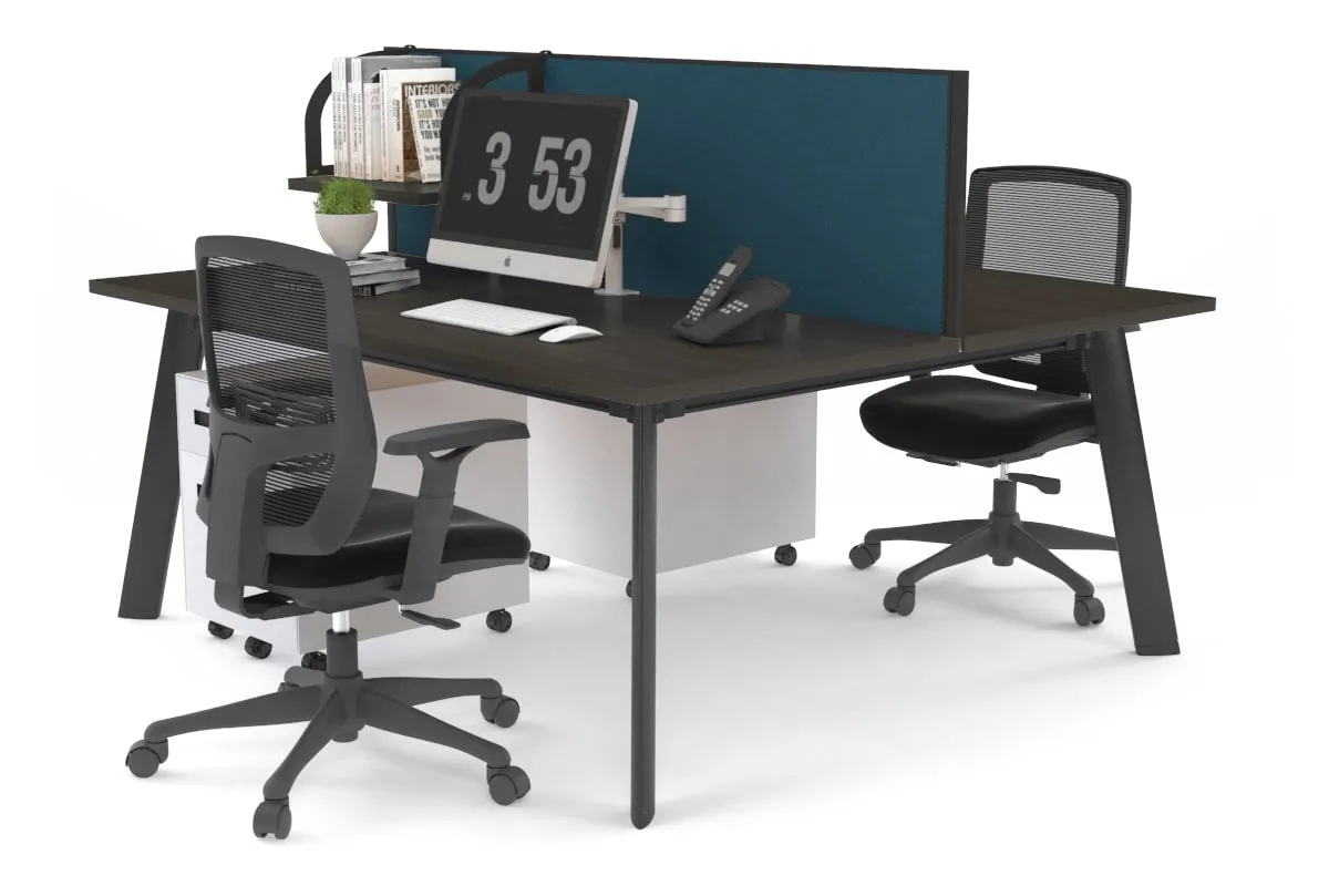 Switch - 2 Person Workstation Black Frame [1400L x 800W with Cable Scallop]