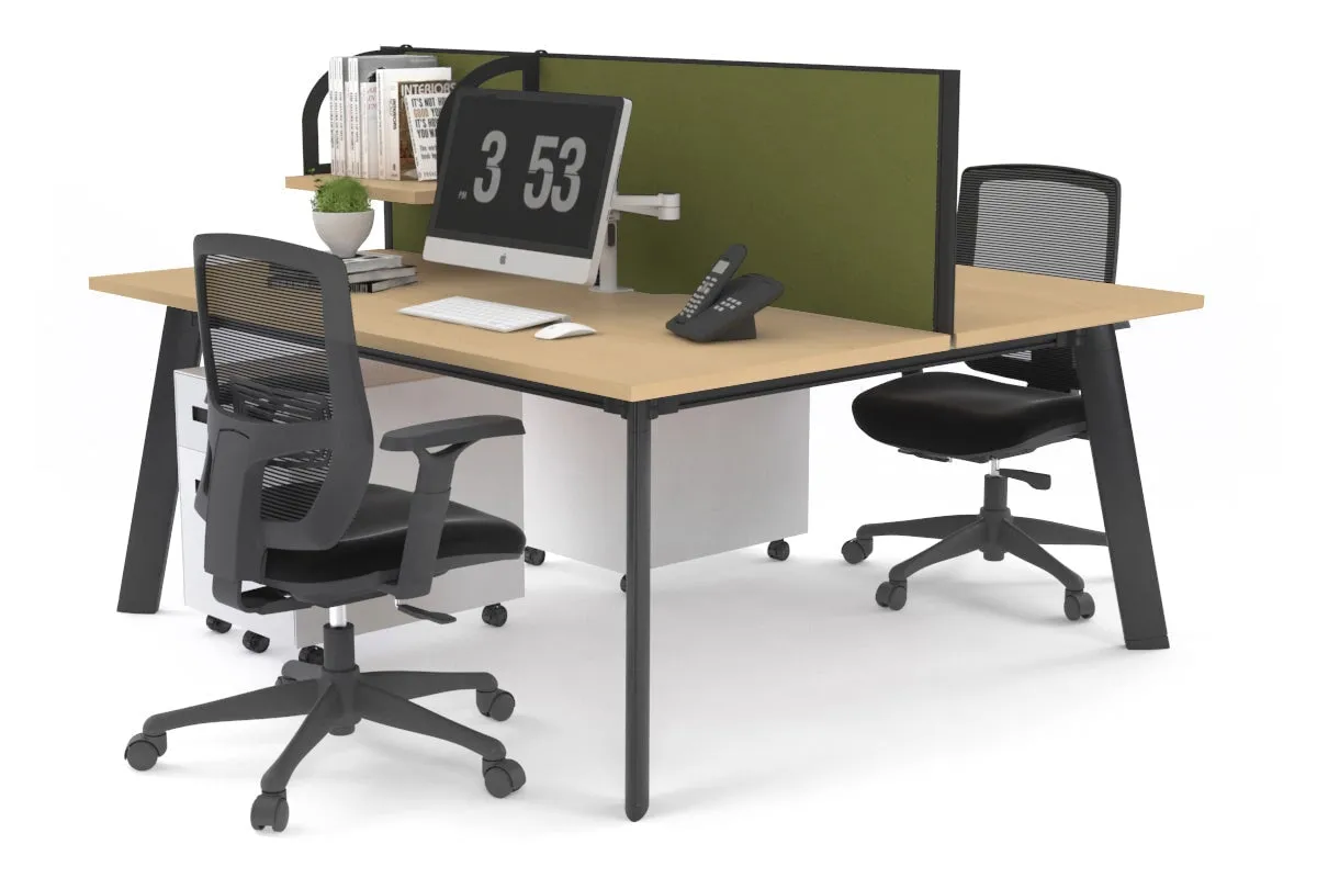 Switch - 2 Person Workstation Black Frame [1400L x 800W with Cable Scallop]
