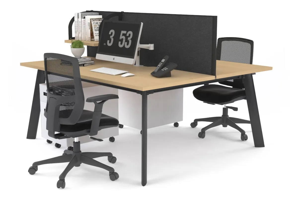 Switch - 2 Person Workstation Black Frame [1600L x 700W]