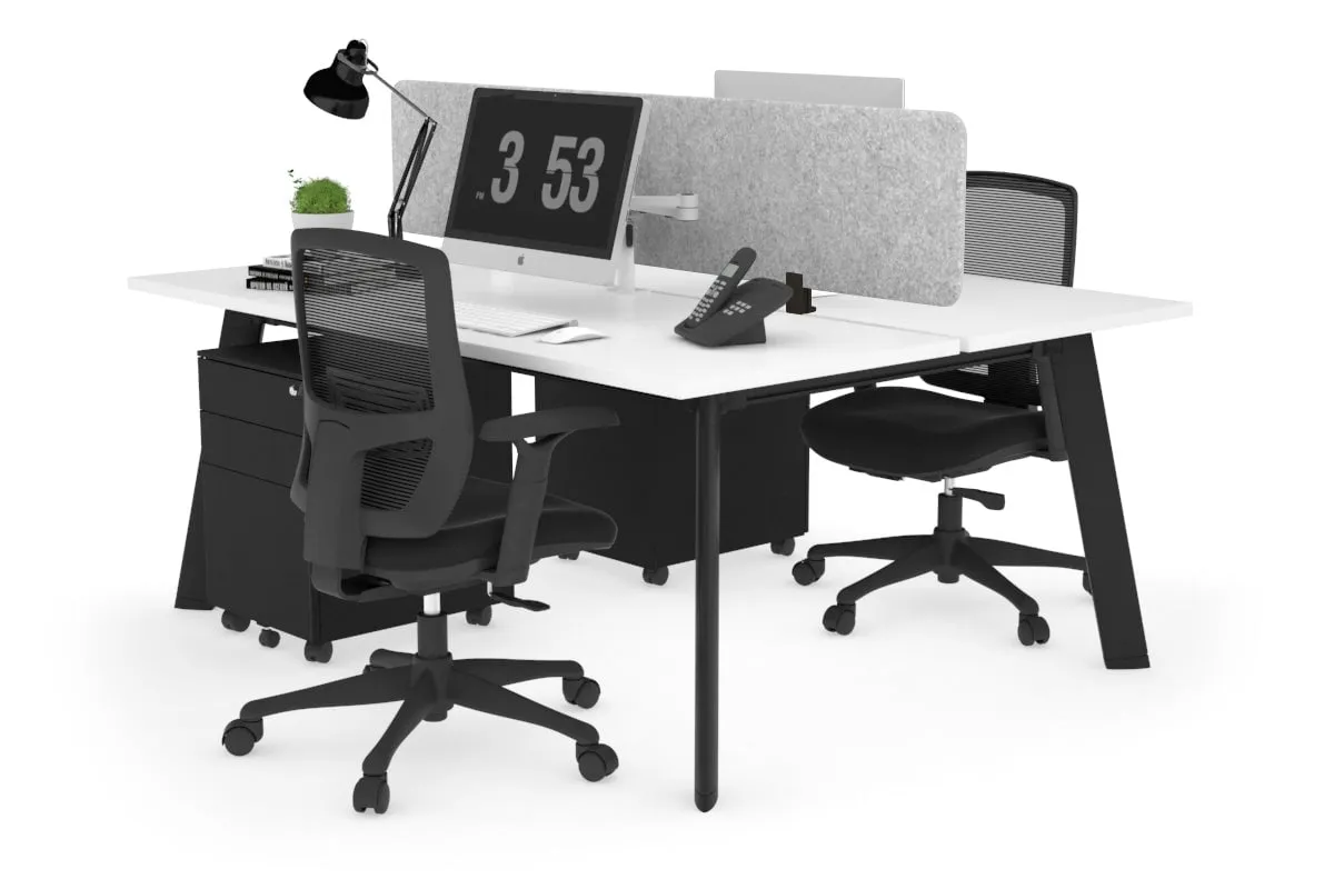 Switch - 2 Person Workstation Black Frame [1600L x 700W]