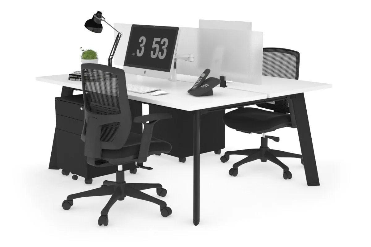 Switch - 2 Person Workstation Black Frame [1600L x 700W]