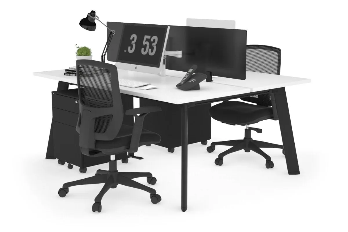 Switch - 2 Person Workstation Black Frame [1600L x 700W]