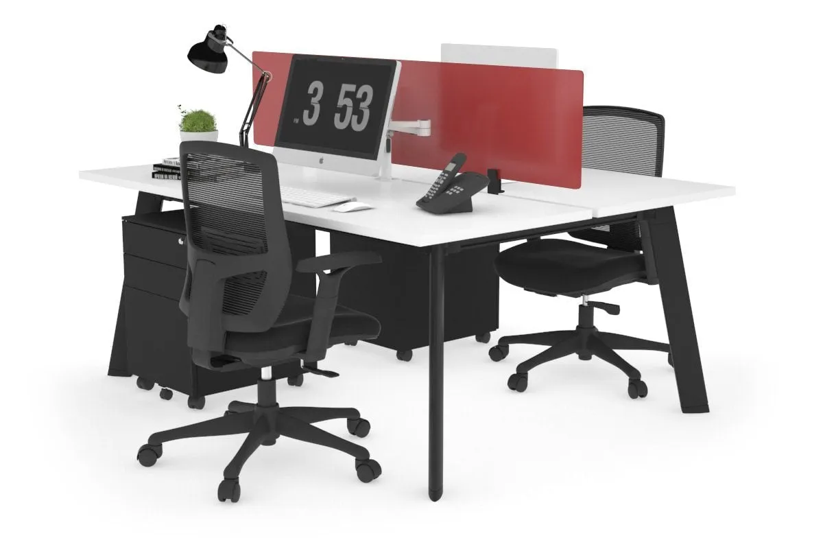 Switch - 2 Person Workstation Black Frame [1600L x 700W]