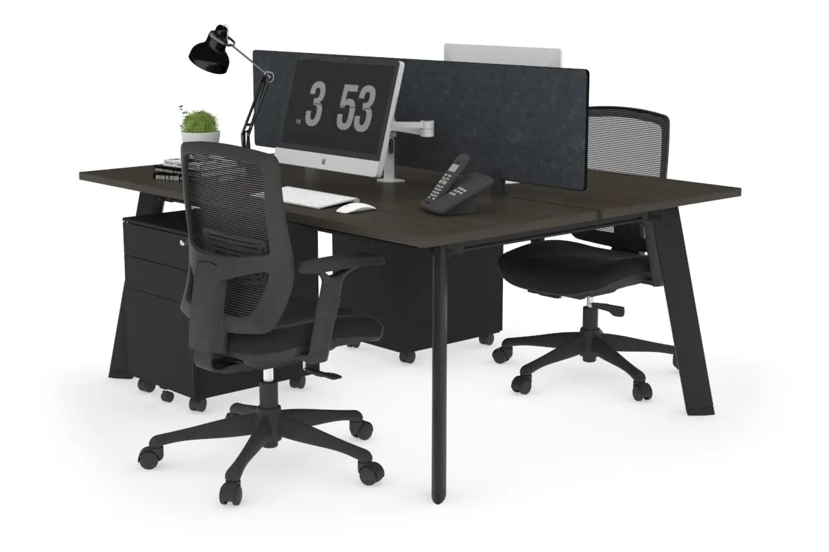 Switch - 2 Person Workstation Black Frame [1600L x 700W]