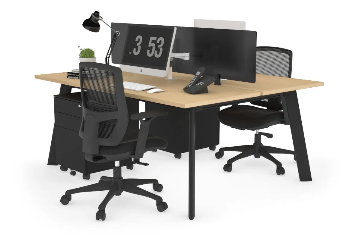 Switch - 2 Person Workstation Black Frame [1600L x 700W]