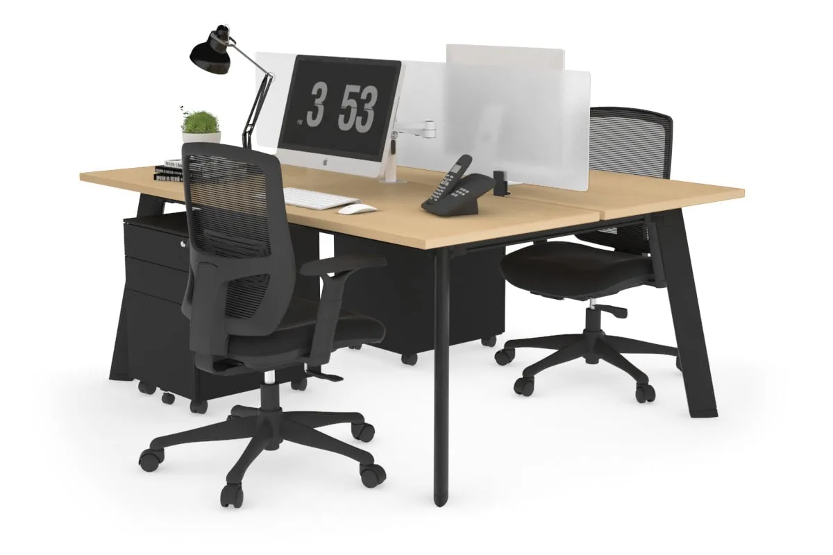Switch - 2 Person Workstation Black Frame [1600L x 700W]