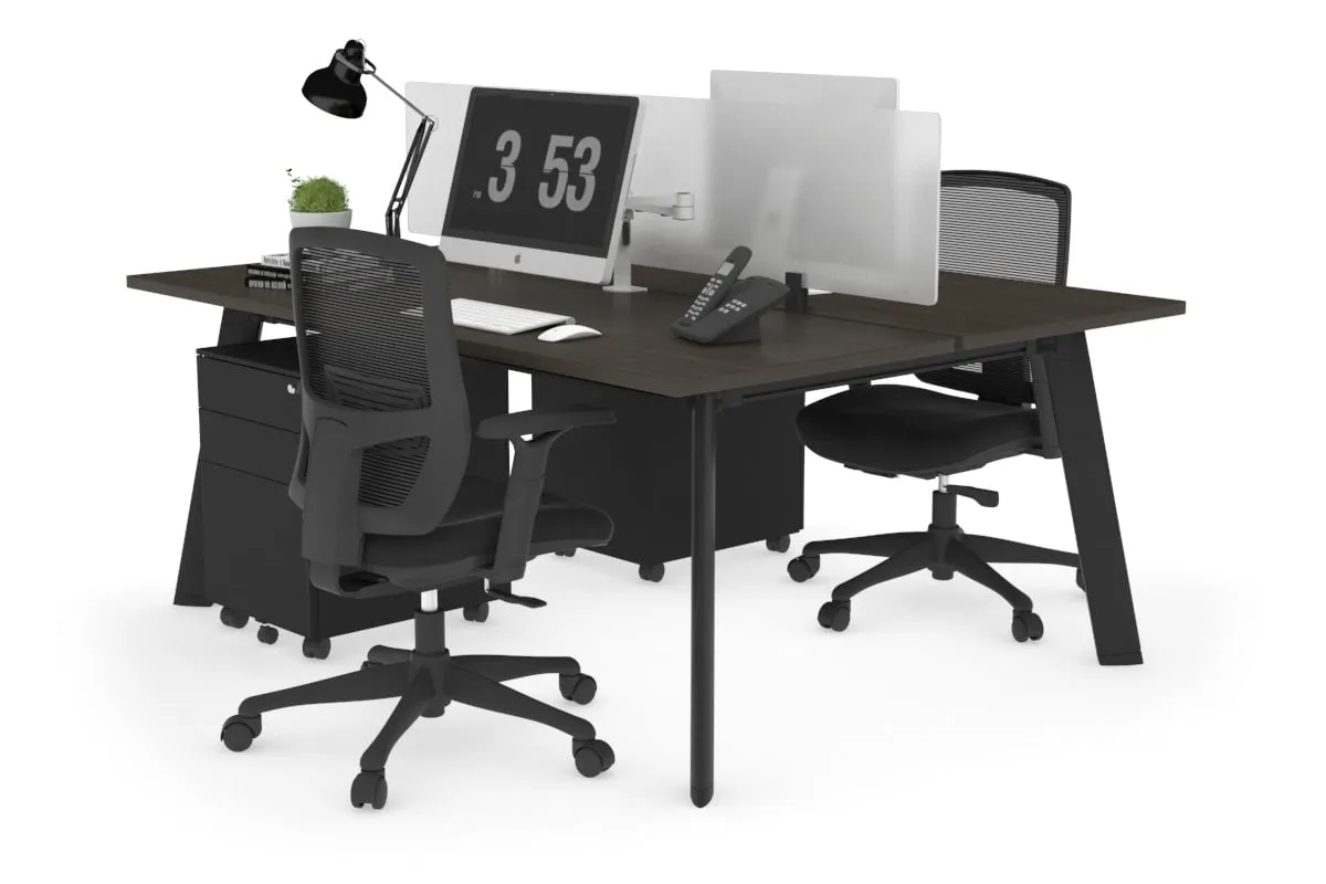 Switch - 2 Person Workstation Black Frame [1600L x 700W]