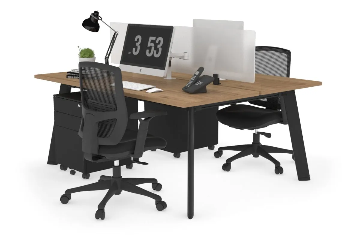 Switch - 2 Person Workstation Black Frame [1600L x 700W]