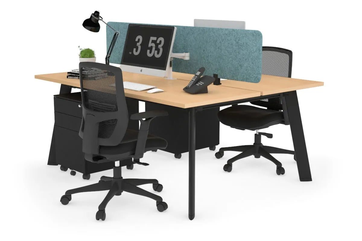 Switch - 2 Person Workstation Black Frame [1600L x 700W]