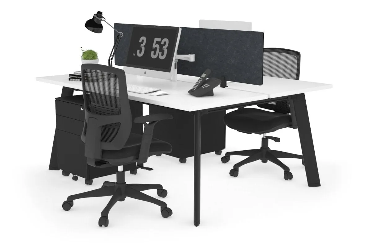 Switch - 2 Person Workstation Black Frame [1600L x 700W]