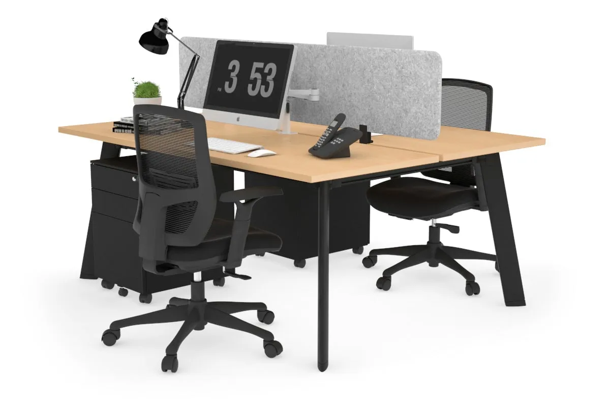 Switch - 2 Person Workstation Black Frame [1600L x 700W]