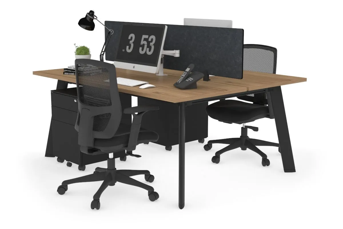 Switch - 2 Person Workstation Black Frame [1600L x 700W]