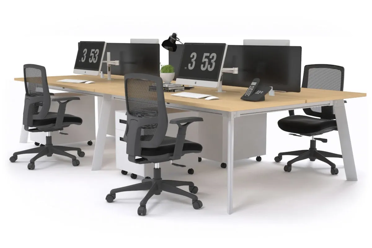Switch - 4 Person Workstation White Frame [1400L x 800W with Cable Scallop]