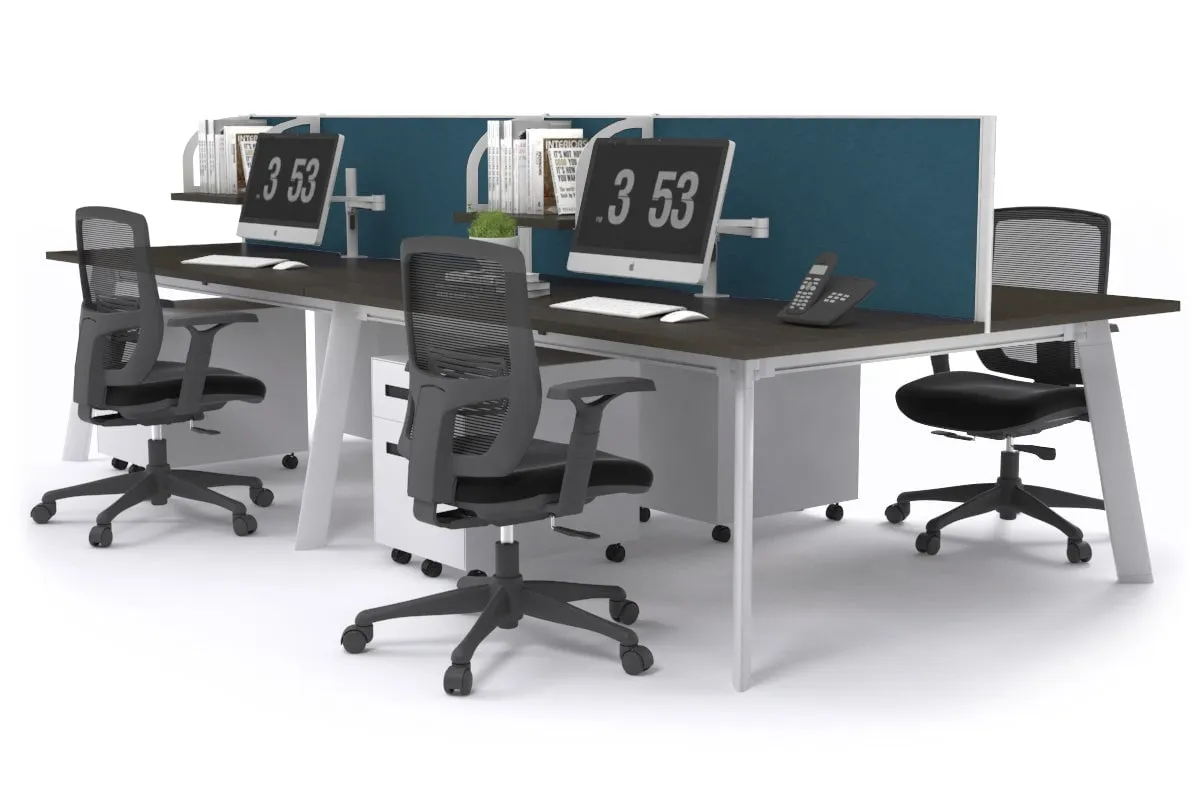 Switch - 4 Person Workstation White Frame [1400L x 800W with Cable Scallop]