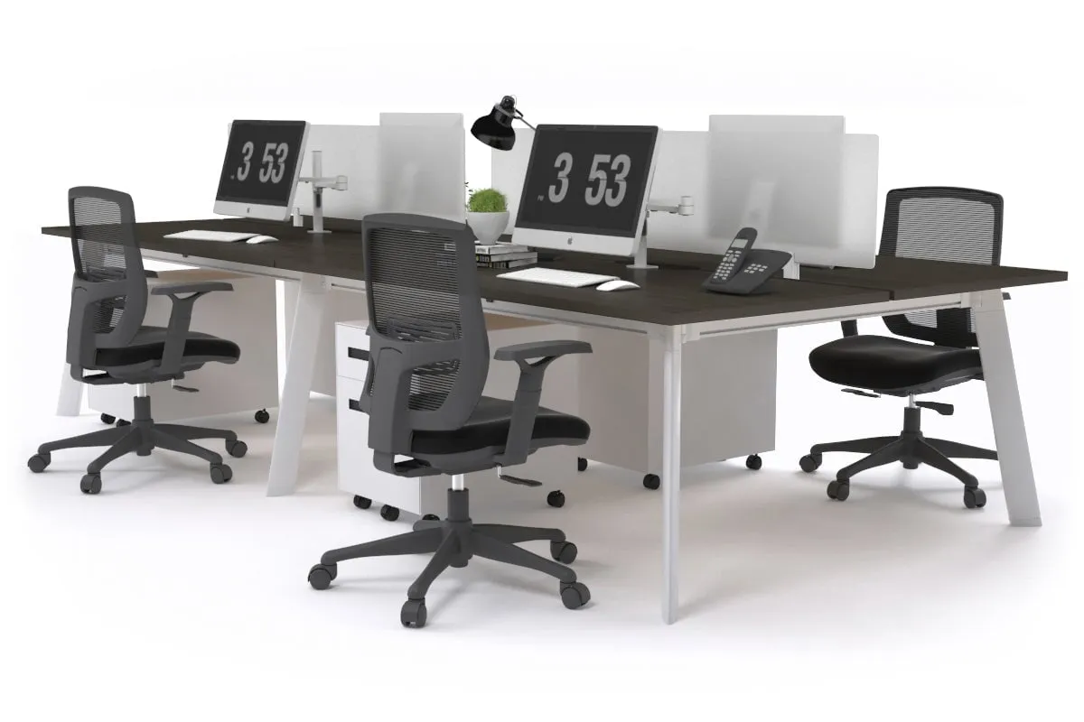 Switch - 4 Person Workstation White Frame [1400L x 800W with Cable Scallop]